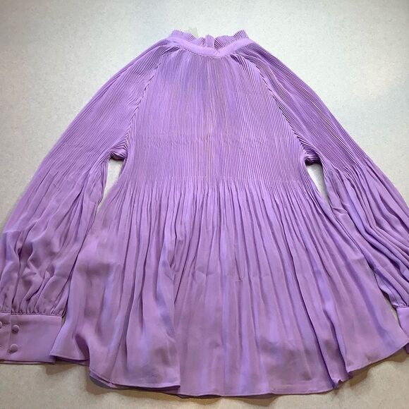 Chico’s 2 Petite Pleated Peasant Top Icy Purple NWT‎ - Picture 4 of 9